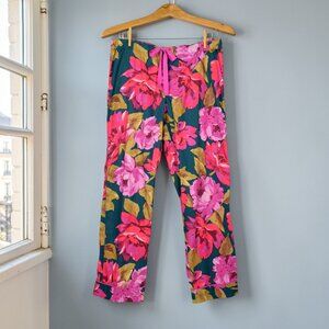 J. CREW FACTORY POPLIN MAGENTA PINK GREEN FLORAL PATTERN PAJAMA PANTS